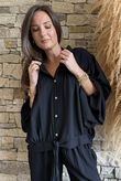 Basso Tie Smock Blouse Black